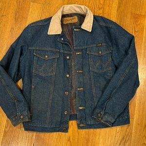 MEN'S WRANGLER® BLANKET LINED CORDUROY COLLAR DENIM JACKET